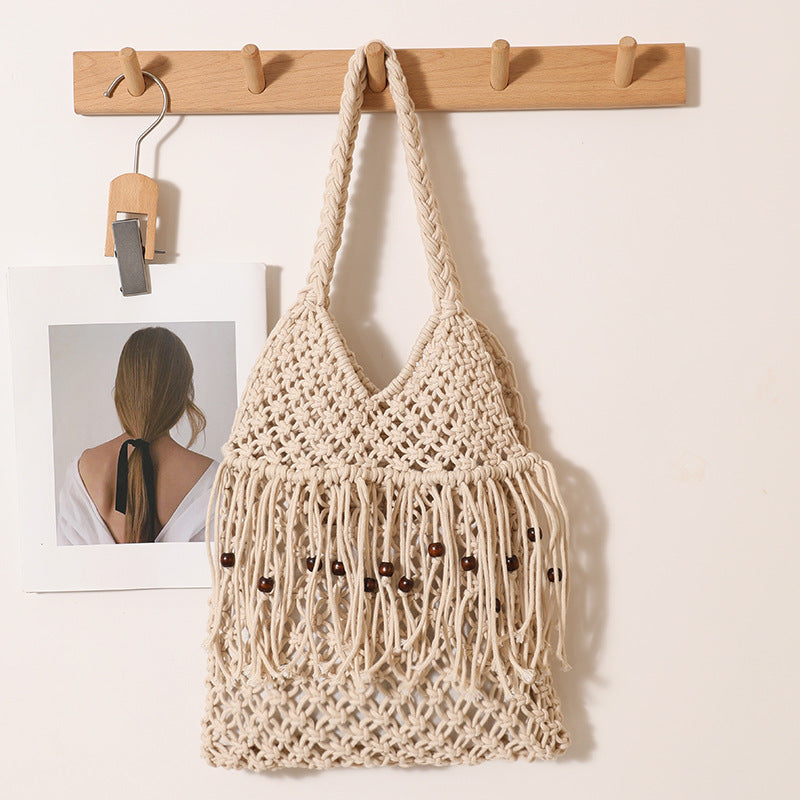 Crocheted beach bag with fringe details Stornfield