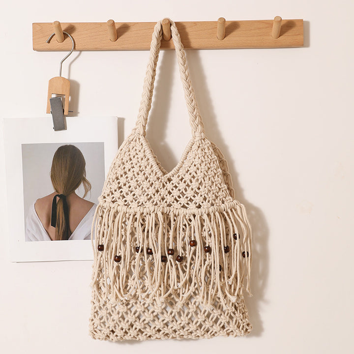 Crocheted beach bag with fringe details Stornfield