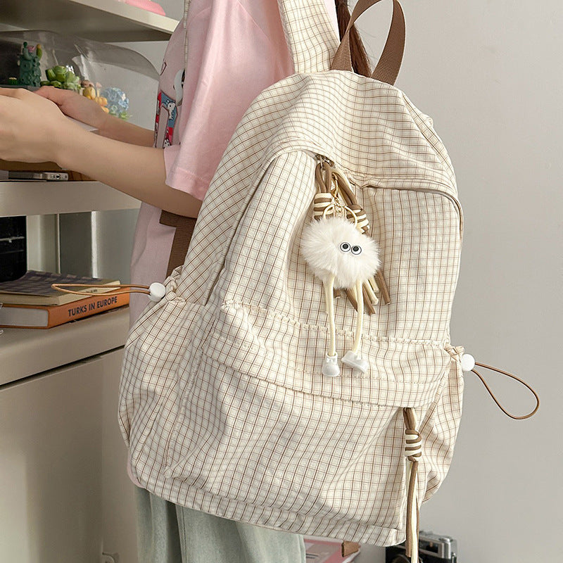 Casual Grid Patterned School Backpack Stornfield