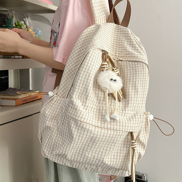 Casual Grid Patterned School Backpack Stornfield