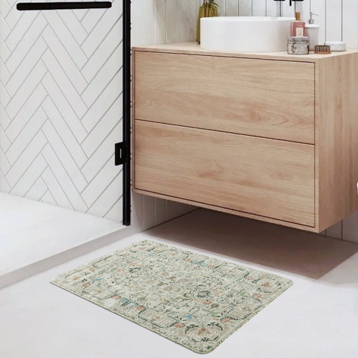 Vintage-inspired flat-woven runner with oriental medallion design and low pile