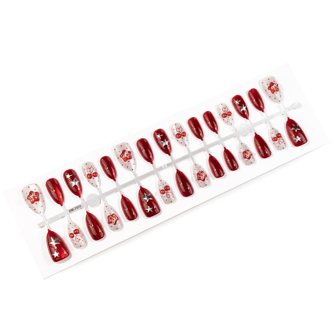Creative Themed Press-On Nail Art Set with Decorative Elements Stornfield