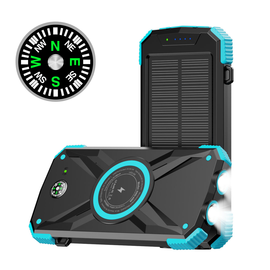 Solar-powered power bank with integrated compass and LED light Stornfield