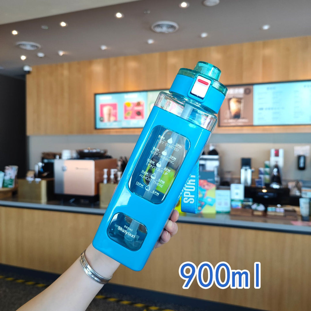 Women's water bottle with integrated time markers and straw Stornfield