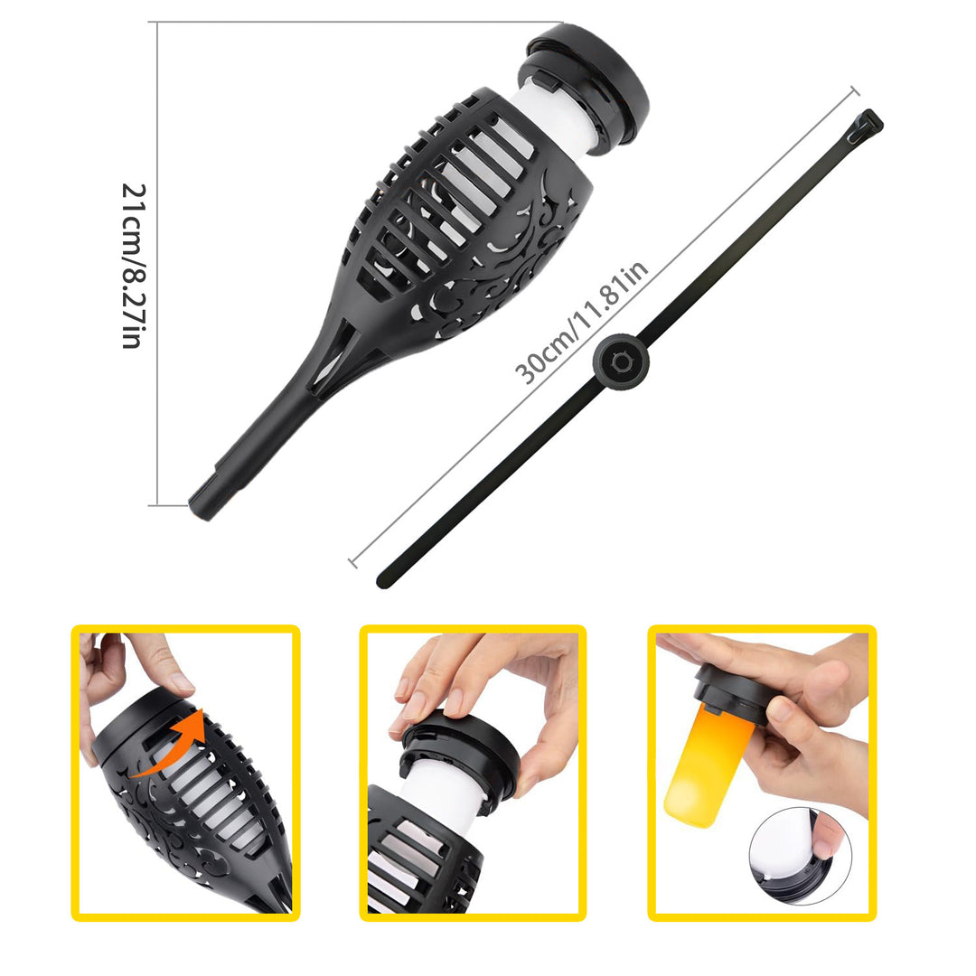 Realistic Animated Flame Solar Garden Torch Stake And Railing Clip Lights Stornfield