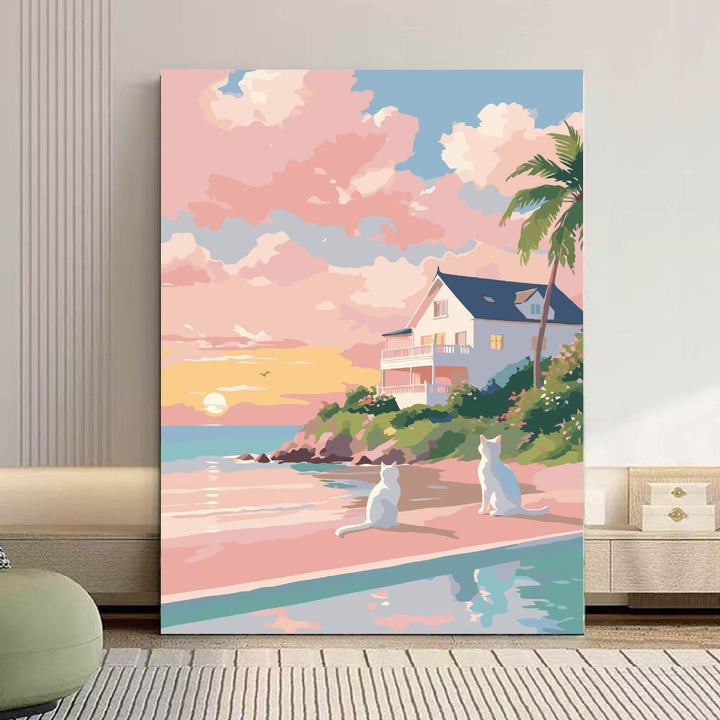 Cozy Cat and Floral-Themed Canvas Art Stornfield