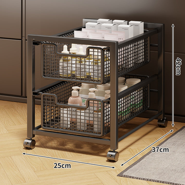 Under-Cabinet Sliding Three-Tier Mesh Basket Organizer with Removable Bins
