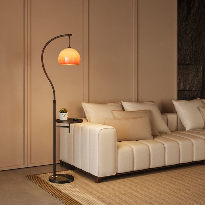 Modern Arc Floor Lamp with Shelf