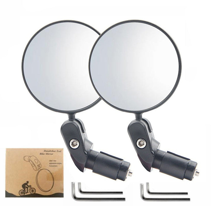Compact Handlebar End Bike Mirror Pair with Full Rotation Swivel and Wide Angle Glass Stornfield