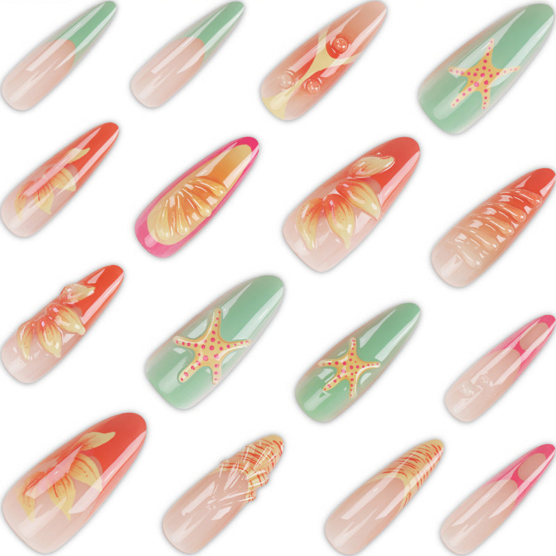 Artistic Stiletto Press-On Nail Set with Vibrant Tropical Designs Stornfield