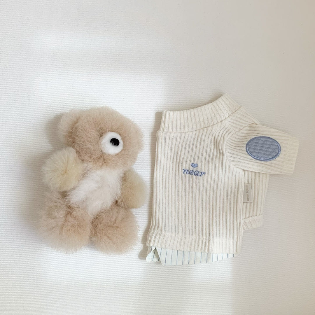 Ribbed Cotton Mock-Neck Infant Sweater with El Patch