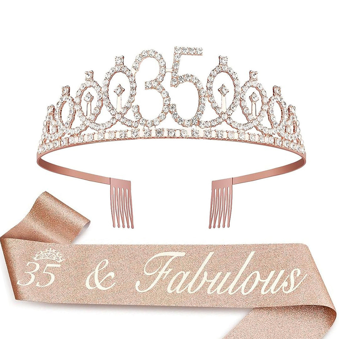 Ladies Crystal Princess Crown with 30 & Fabulous lettering Stornfield
