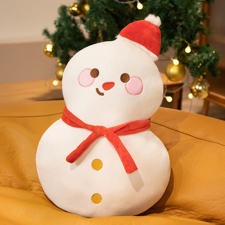 Plush Snowman Decorative Cuddle Pillow with Embroidered Face, Scarf & Pom-Pom Hat Stornfield