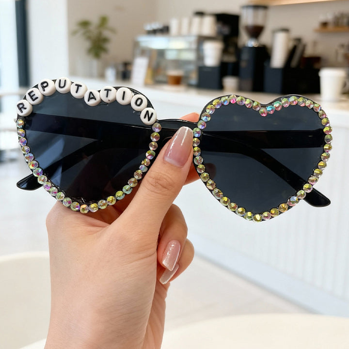 Heart-Shaped Rhinestone-Embellished Sunglasses Stornfield 1787141205