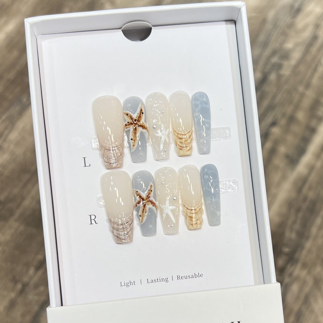Handmade Coastal-Inspired Press-On Nail Set Stornfield