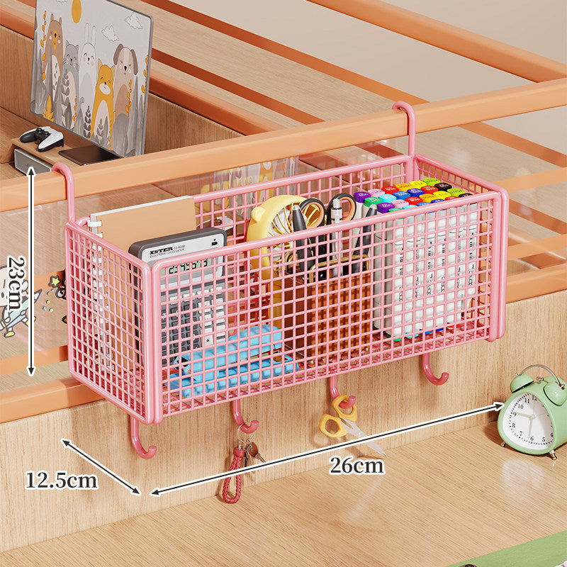 Over-Rail Metal Grid Hanging Storage Basket Organizer for Bunk Bed and Desk