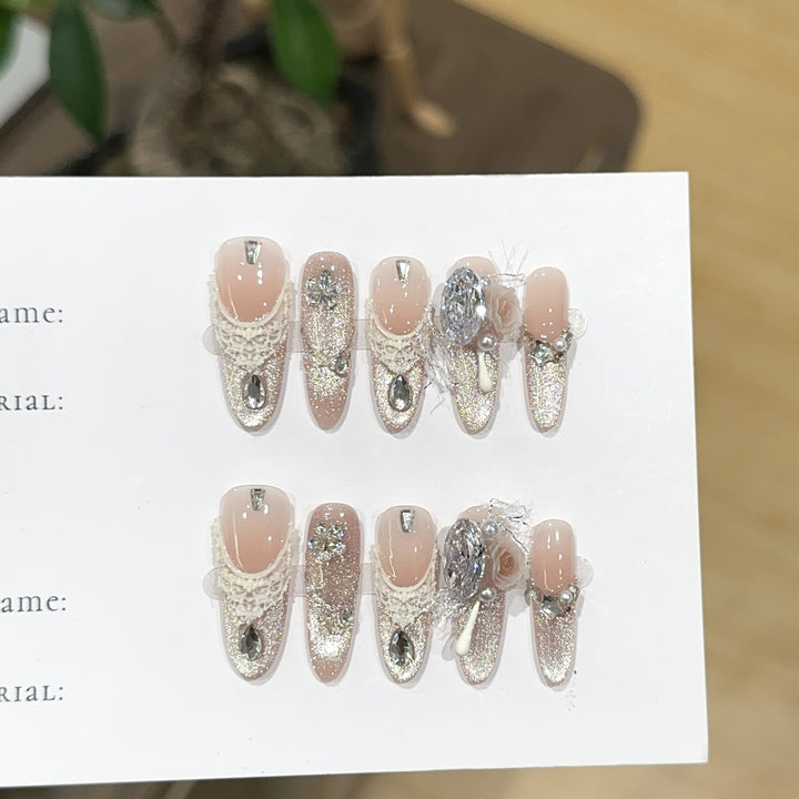 Elegant Rhinestone and Glitter Press-On Nails