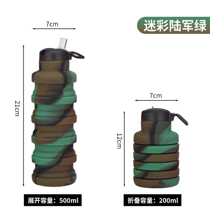 Women flexible silicone drinking bottle with integrated folding function Stornfield