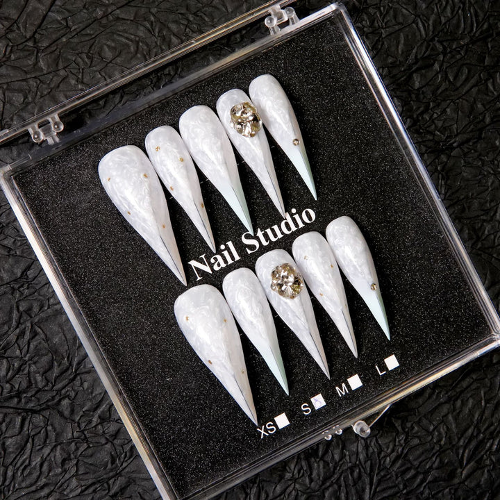 Premium Stiletto Press-On Nail Kit with Decorative Accents