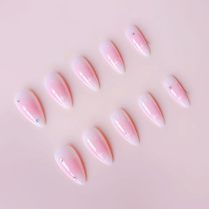 Artificial nail set with romantic heart design and embellished accents Stornfield