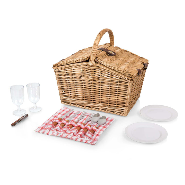 Women's picnic basket with integrated dish set and sturdy carrying handles Stornfield