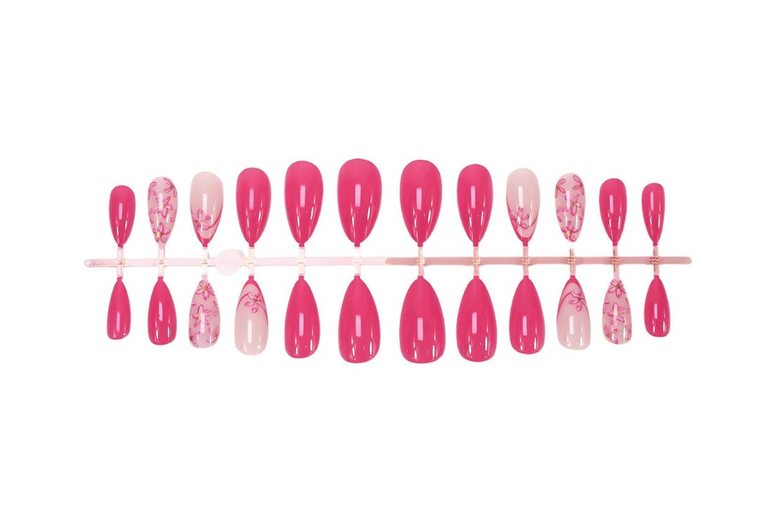 Artificial nail set with floral accents and elegant designs Stornfield