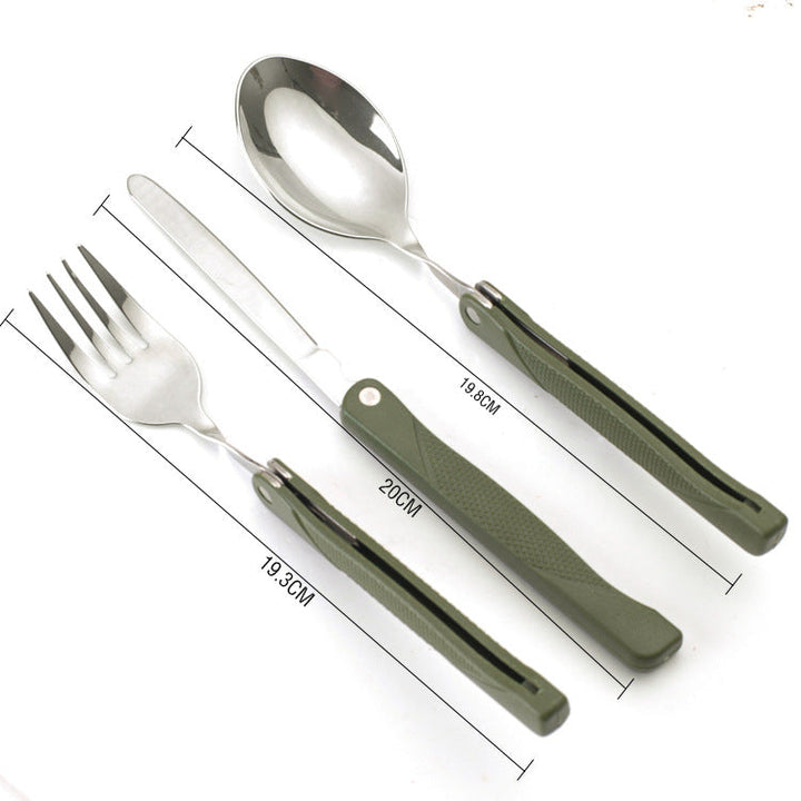 compact folding camping cutlery set with high-grade stainless steel utensils and tactical nylon pouch Stornfield
