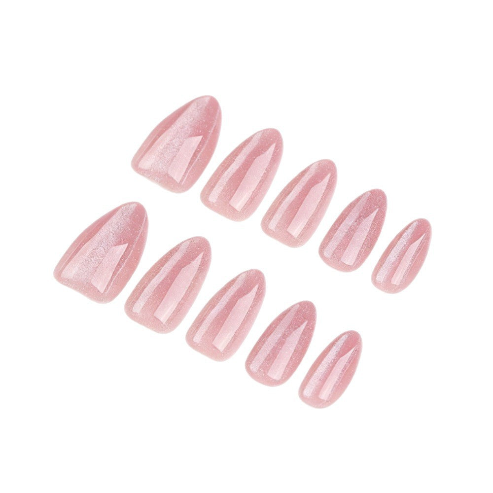 Elegant Glitter Almond-Shaped Nail Enhancements