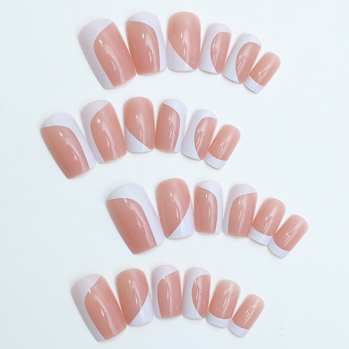 Art Nail Set with Elegant French Tip Design Stornfield