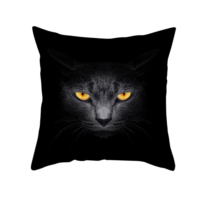 Photoreal Cat Portrait Square Pillow Cover with Concealed Zipper Linen-Blend
