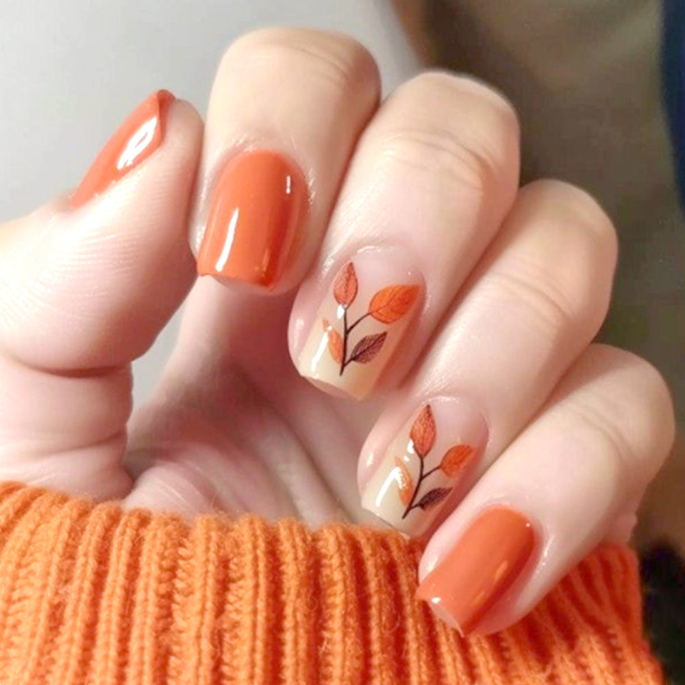 Autumn-Themed Press-On Nail Art Set Stornfield