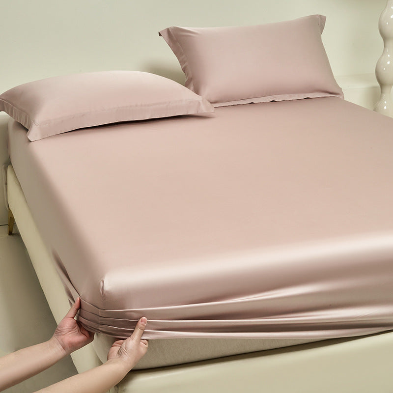 Silky satin fitted sheet set with extra deep pocket and pillowcases
