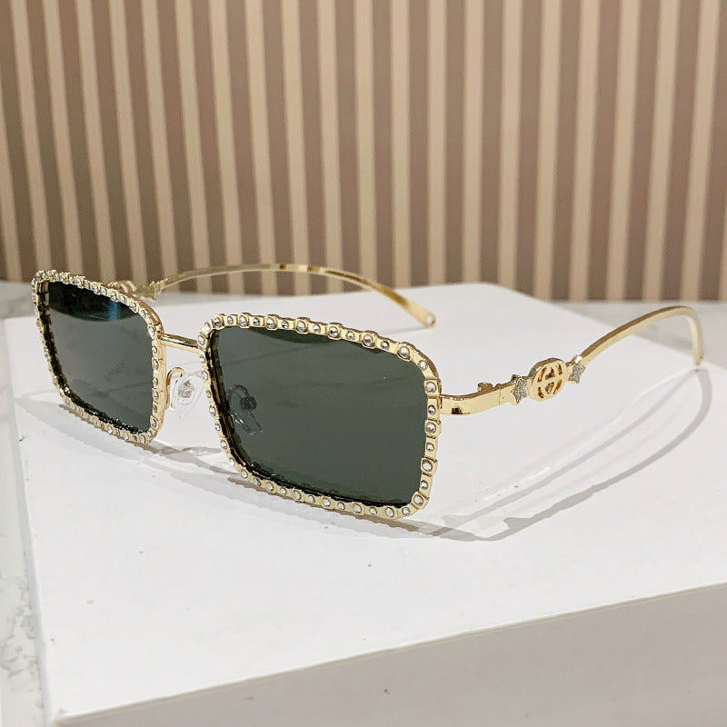 Women's elegant square sunglasses with luxurious rhinestone frame Stornfield