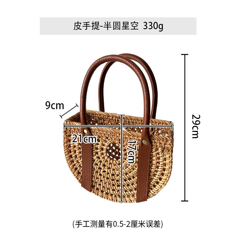 Ladies Handcrafted Basket Bag with Leather Handles Stornfield