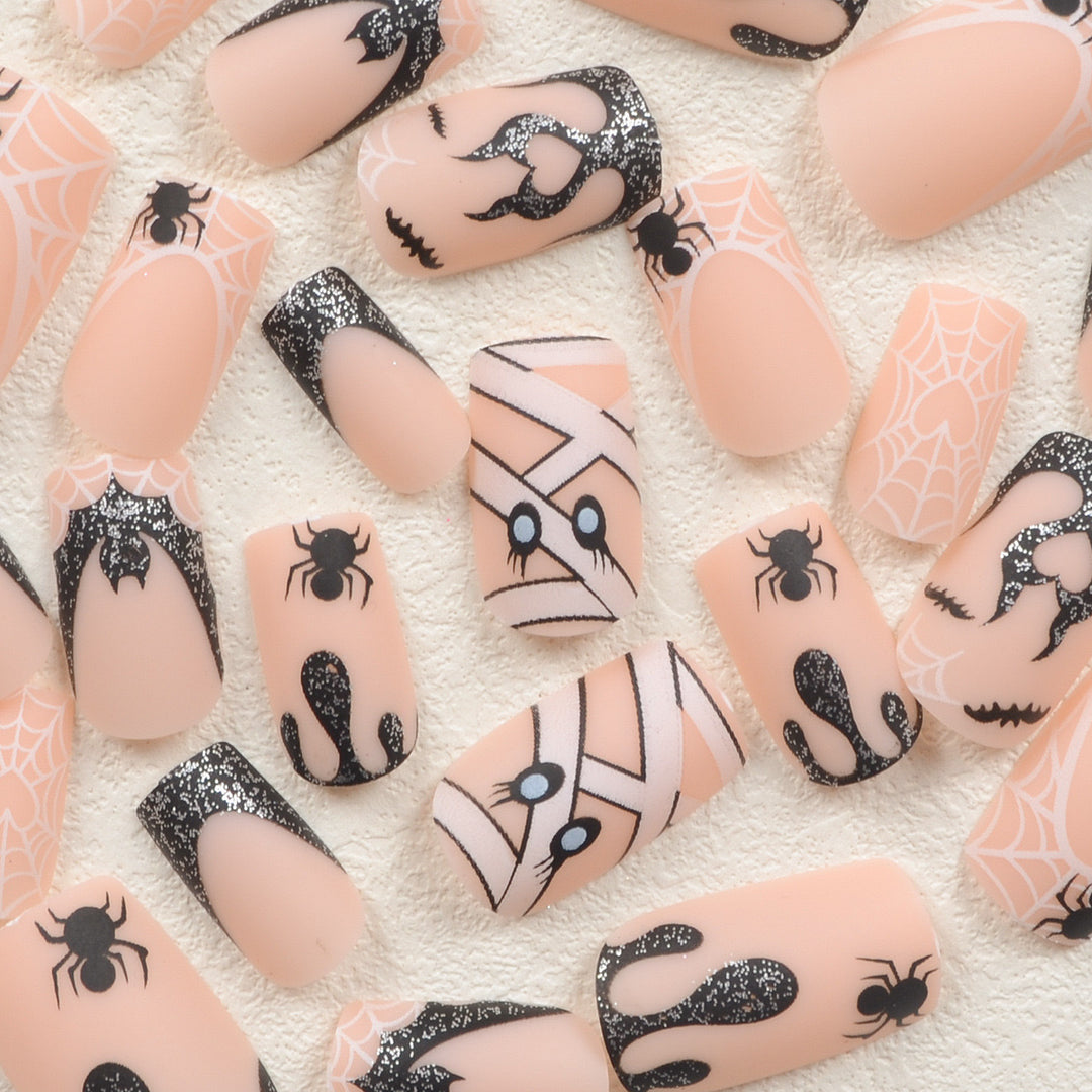 Halloween Artificial Nail Set with Creepy Spider and Web Designs Stornfield