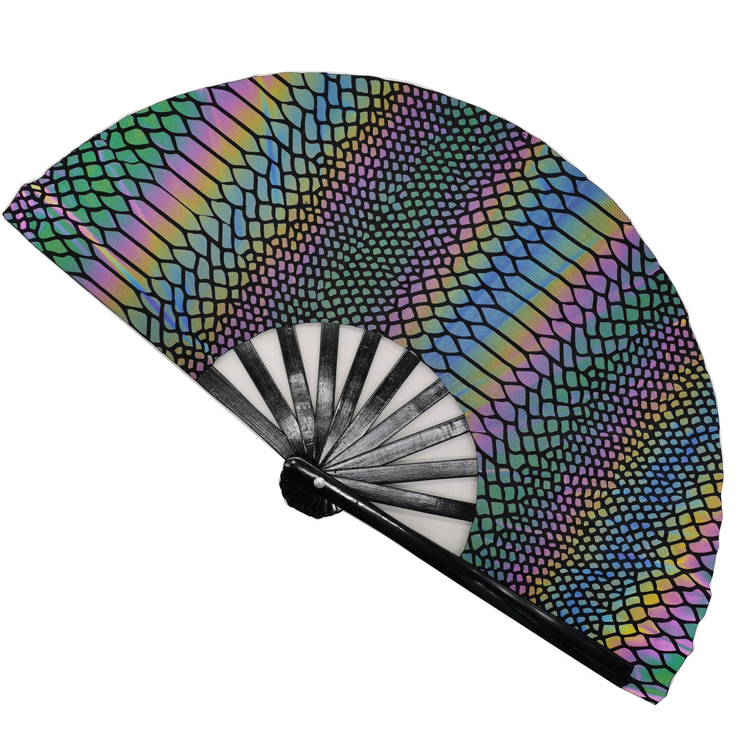 Ladies fan made of lightweight fabric with colorful geometric design Stornfield