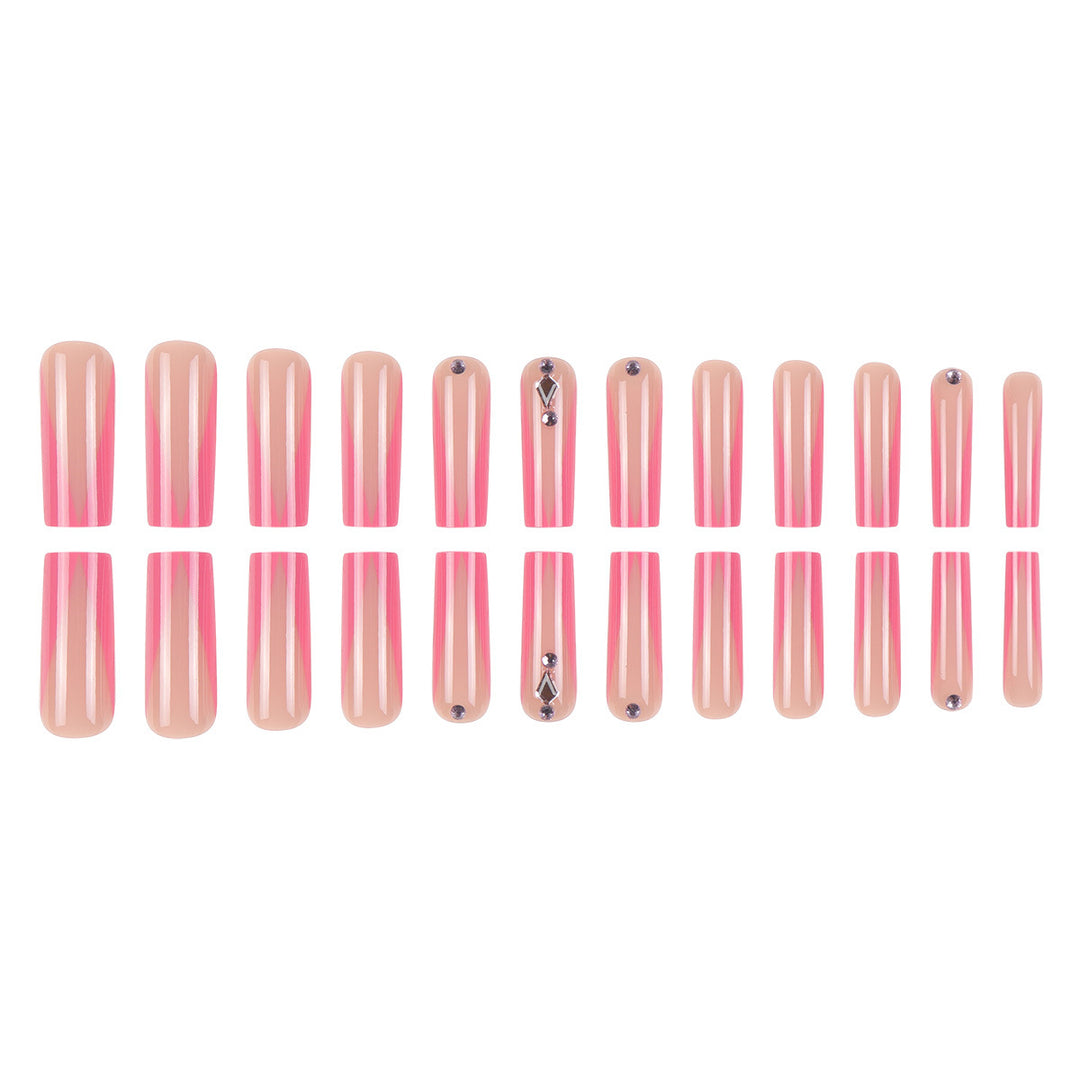 Long Stiletto Press-On Nails with Rhinestone and Glossy Finish Stornfield