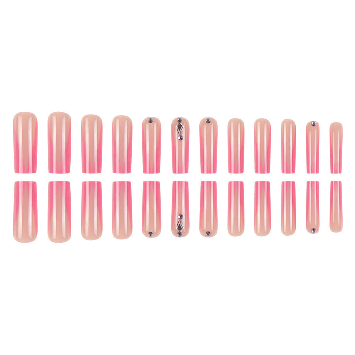 Long Stiletto Press-On Nails with Rhinestone and Glossy Finish Stornfield