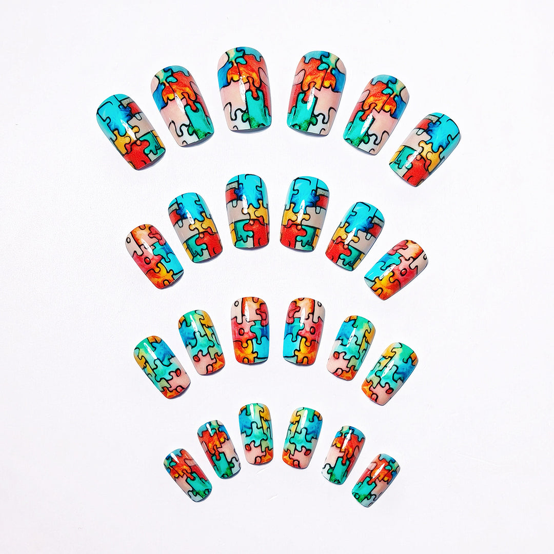 Art nails with creative puzzle pattern Stornfield