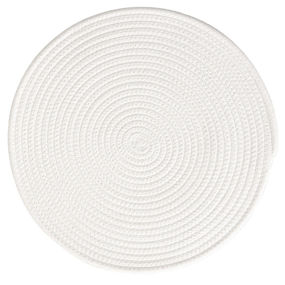Braided round table mat made of cotton rope and sea grass with spiral structure Stornfield