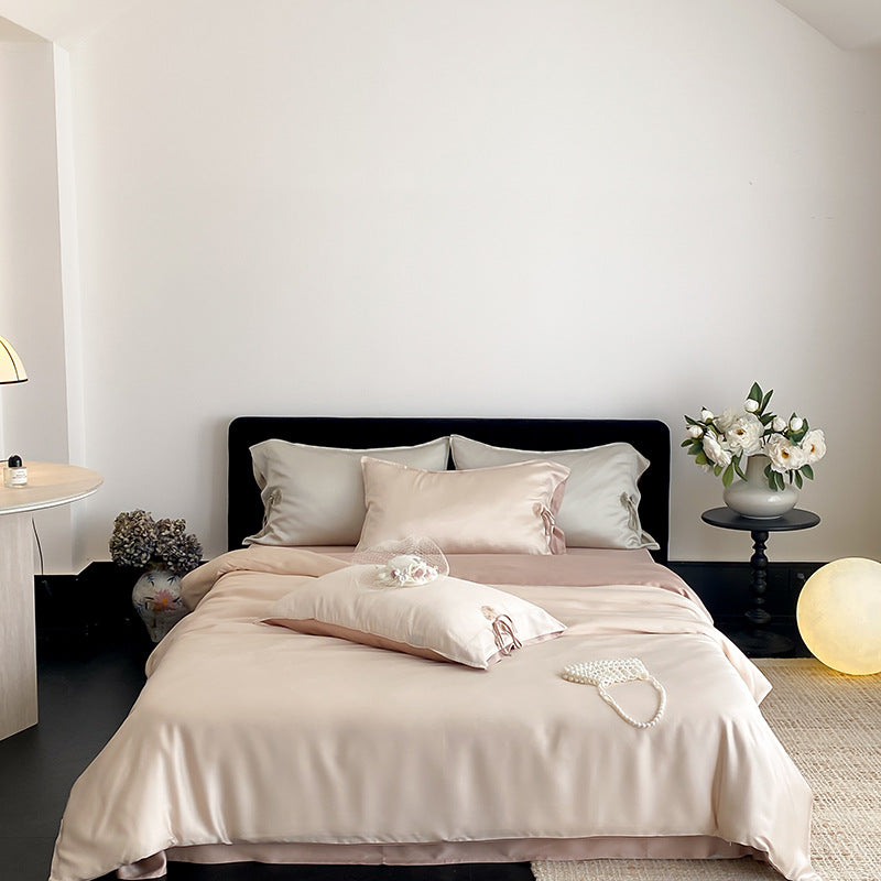 Luxury Satin Bedding Set with Duvet Cover Pillowcases and Fitted Sheet