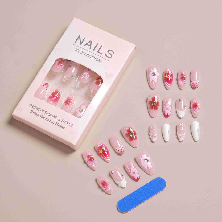 Elegant Floral Design Press-On Nail Set Stornfield
