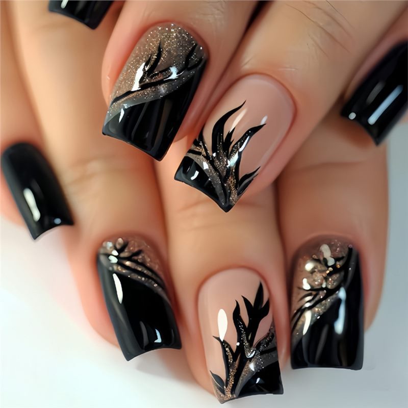 Glamorous Artistic Press-On Nails with Elegant Design Stornfield