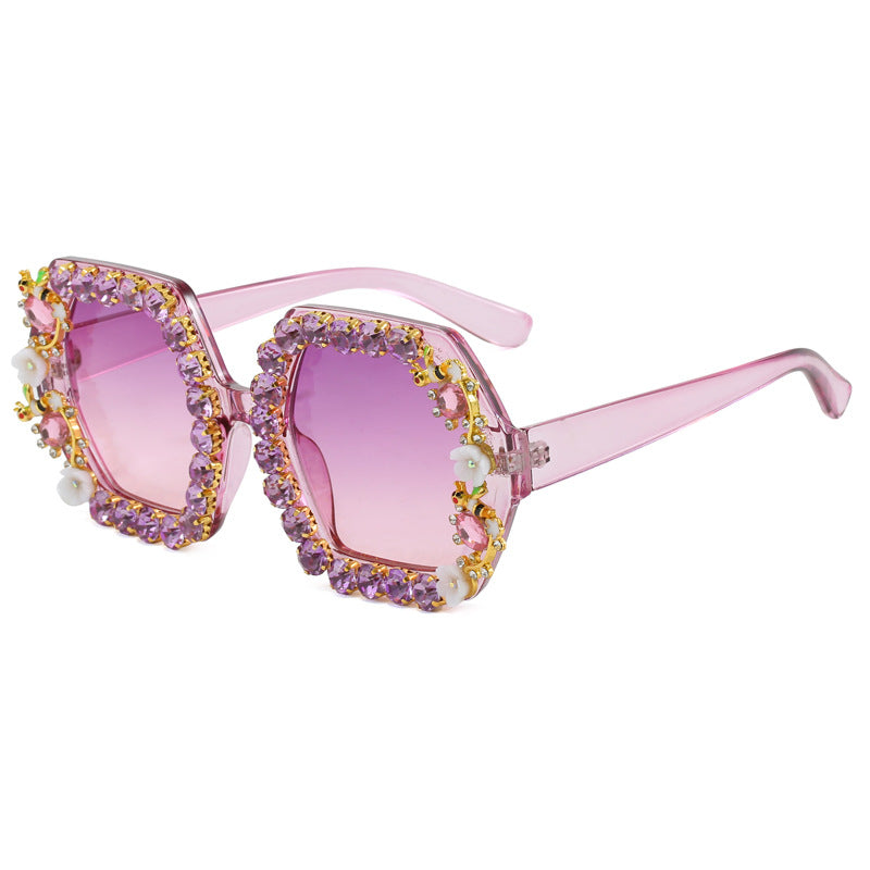 Women's extravagant hexagon sunglasses with crystal embellishment Stornfield