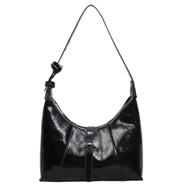 Sleek Patent Leather Hobo Bag
