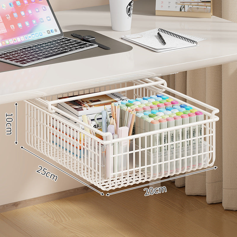 Under-Desk Sliding Mesh Storage Drawer Organizer Clamp-On