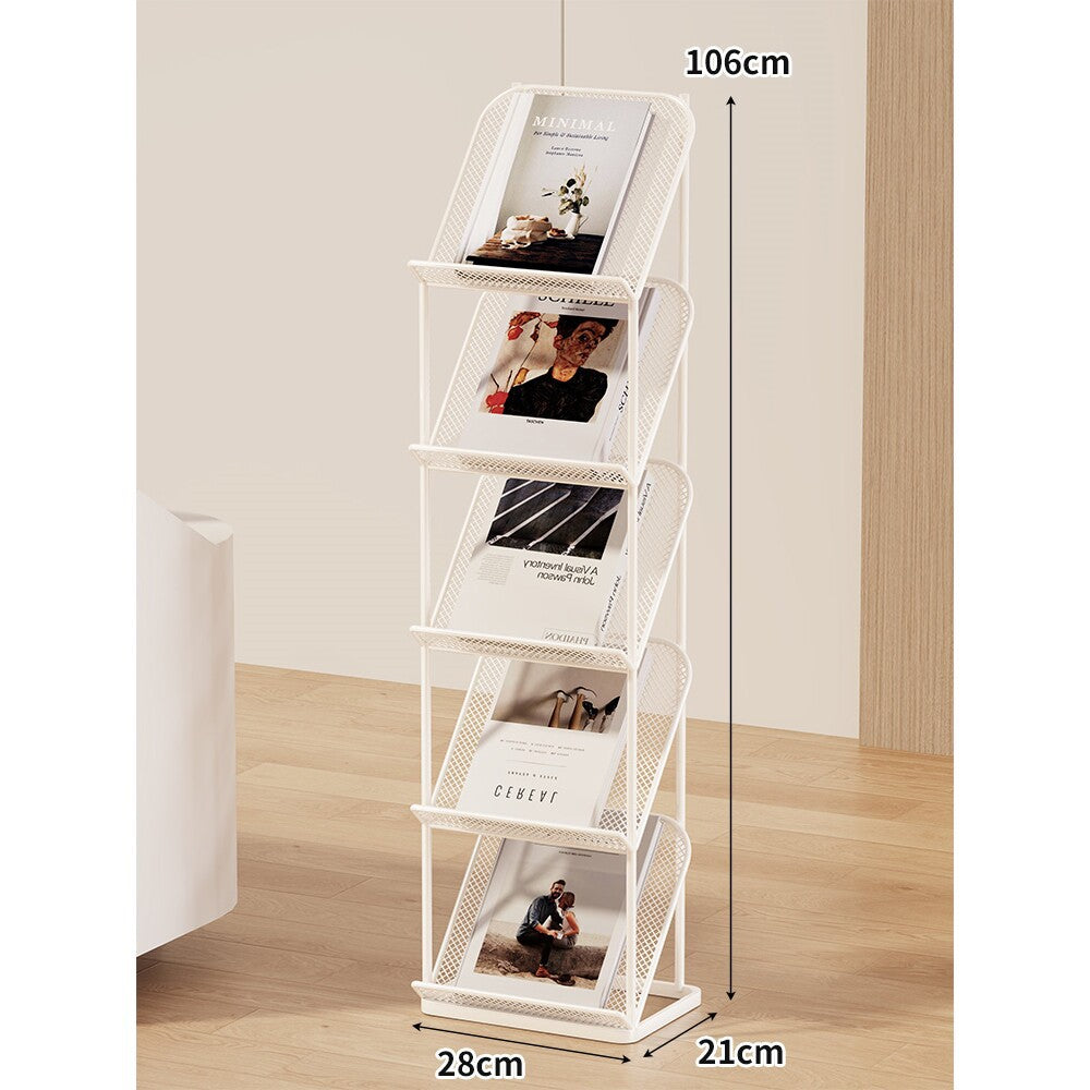 Vertical Four-Tier Metal Mesh Magazine and Brochure Display Stand