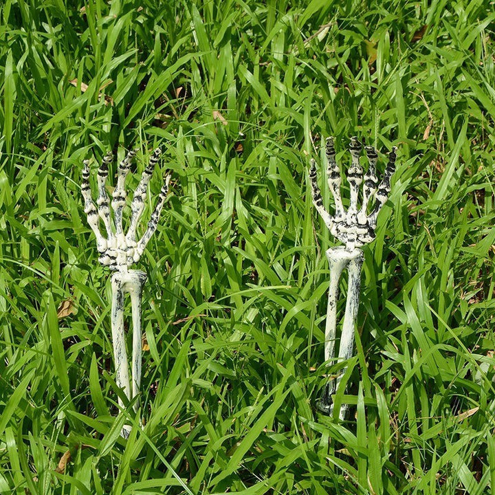 Movable skeleton hand earth spikes for Halloween garden decoration made of weatherproof plastic