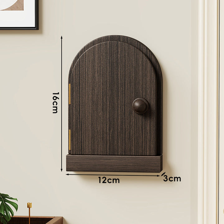 Wall-Mounted Arched Mini Storage Cabinet with Dual Doors and Narrow Display Shelf