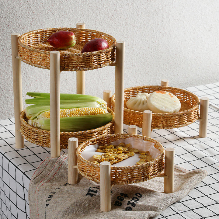 Unisex Round Storage Bowl with Wooden Legs Stornfield